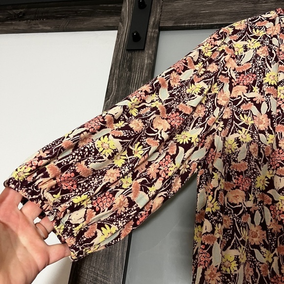 Ava & Viv Boho Floral Slight 3/4 Balloon Sleeve V-Neck Women's Size X - Picture 3 of 7